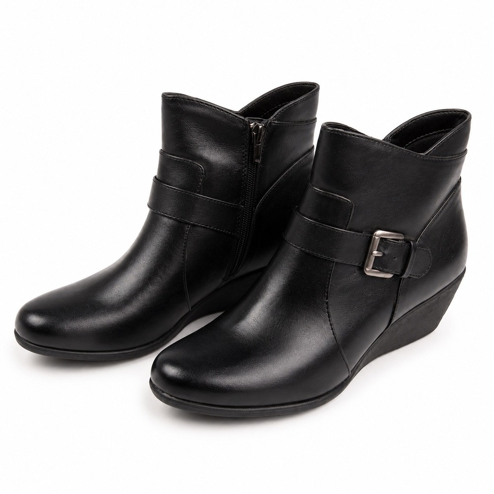 Comfort Plus by Predictions Black Wedge Ankle Boots Women's Size 9 NWT $50